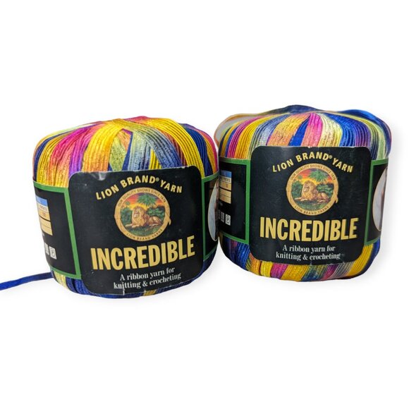 Lion Brand Yarn Incredible Tape Yarn Color Rainbow- 2 Skeins NWT - Picture 1 of 5